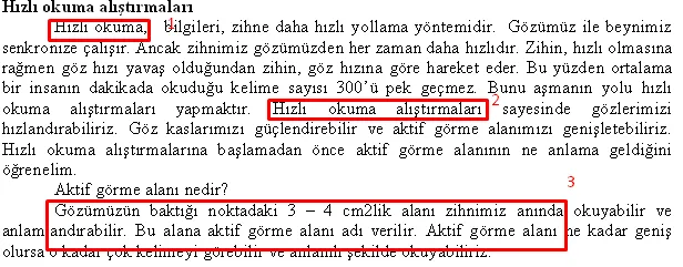 FOTO: Hızlı Okuma Alıştırmaları